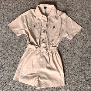 Khaki safari jumpsuit